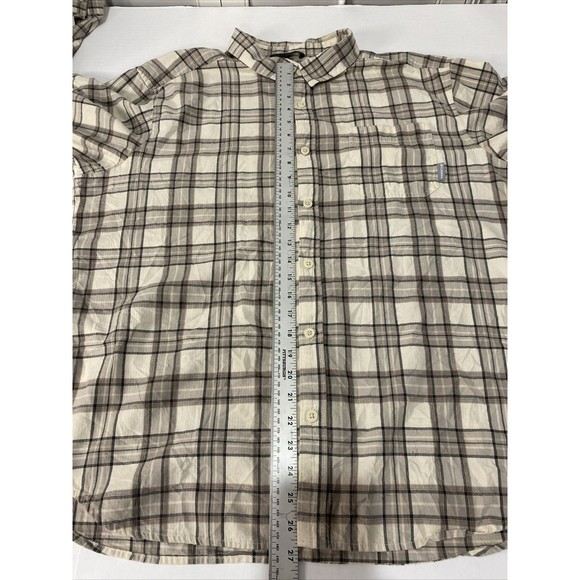 Columbia Button Up Shirt Mens Size XL Extra Large Brown Plaid Long Sleeve - Picture 7 of 8